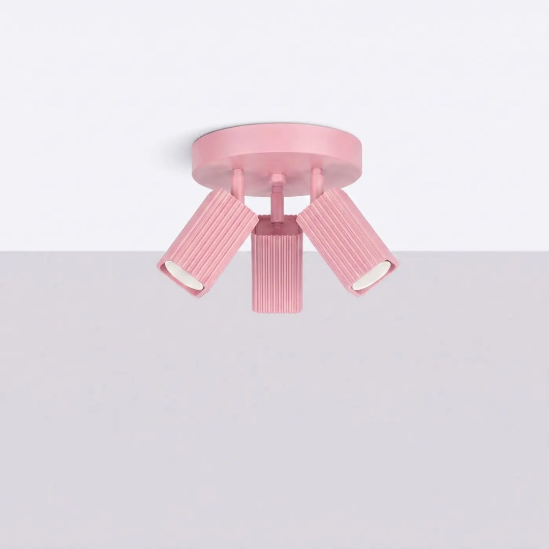 Plafonnier Rayo rose à 3 spots orientables, éteint