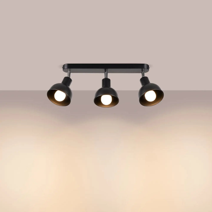 Luminaire plafonnier noir allumé