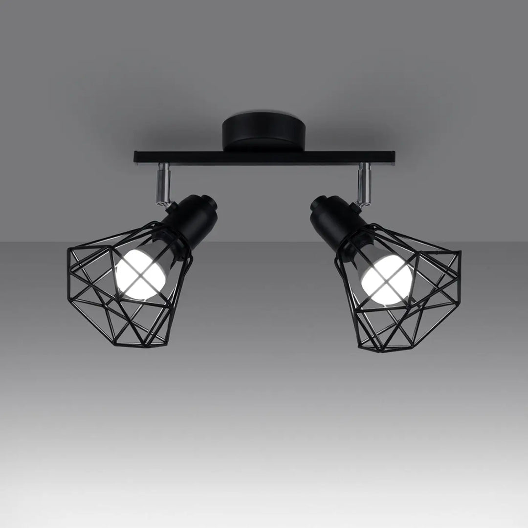 Luminaire plafonnier noir allumé
