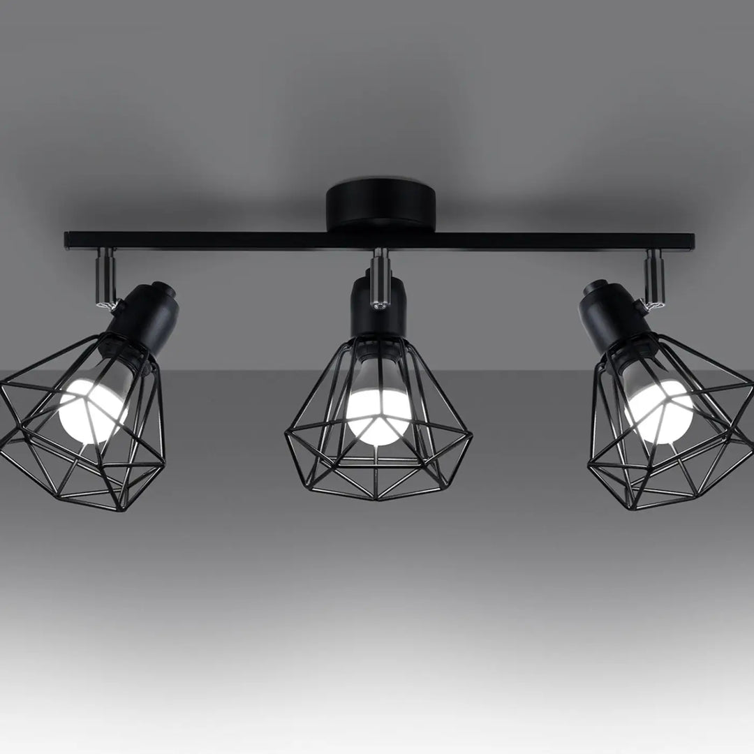 Luminaire plafonnier noir allumé
