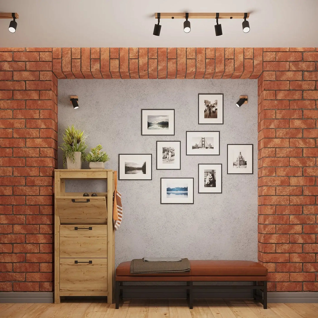 Plafonnier noir/bois naturel vue rapprochée dans son décor