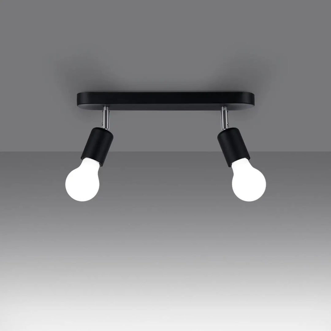 Plafonnier noir allumé