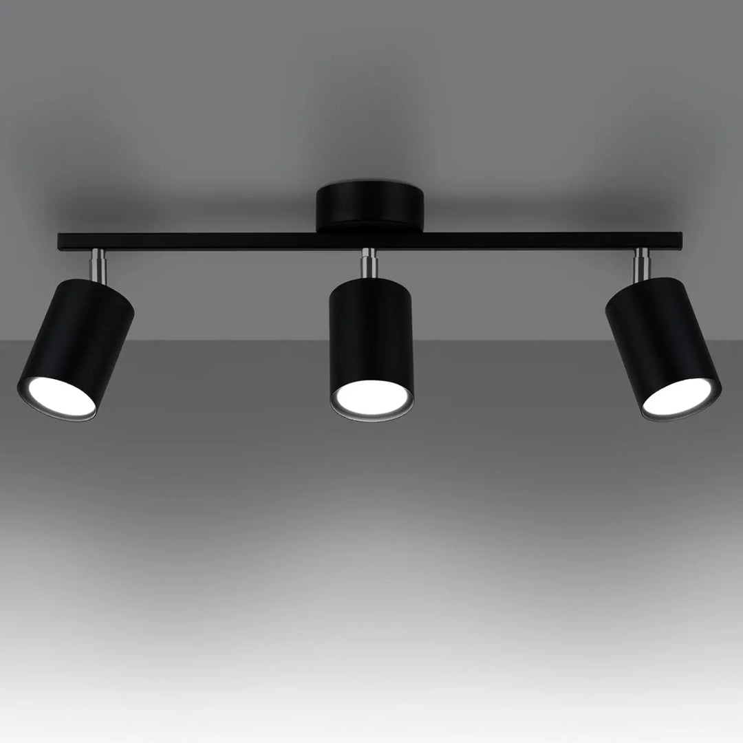 Luminaire plafonnier noir allumé