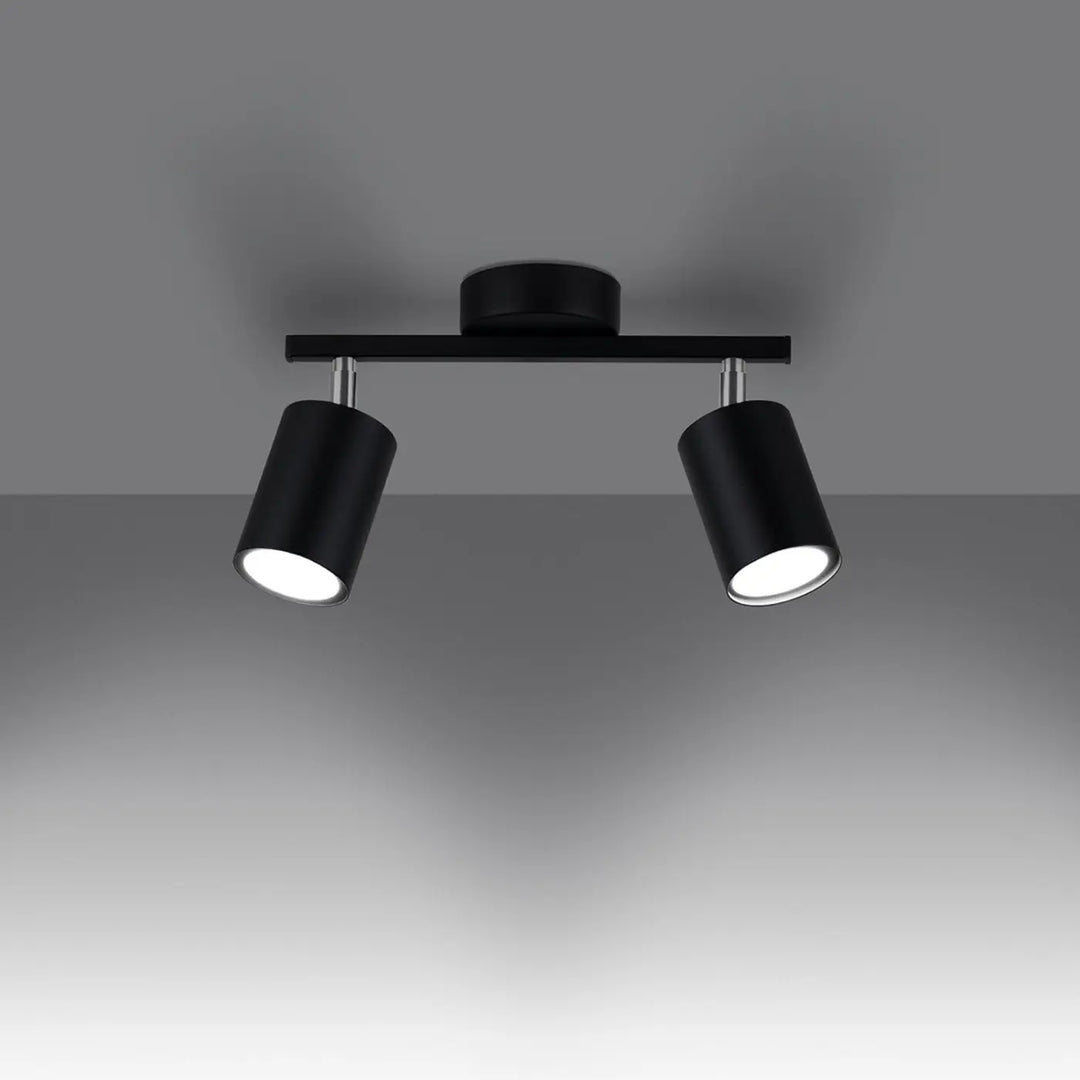 Luminaire plafonnier noir allumé