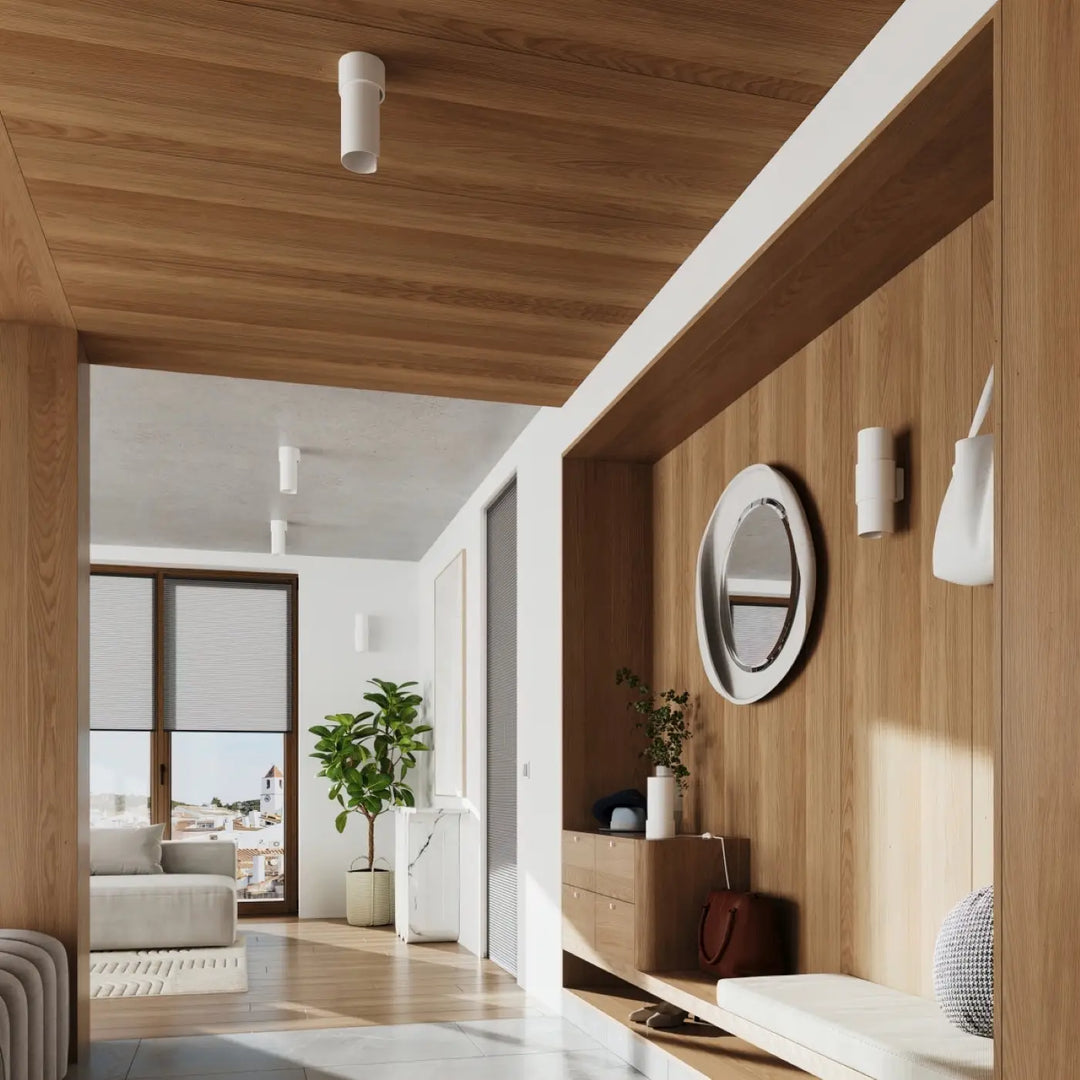 Luminaire plafonnier lampe flash blanc avec design moderne cylindrique pour éclairage intérieur contemporain