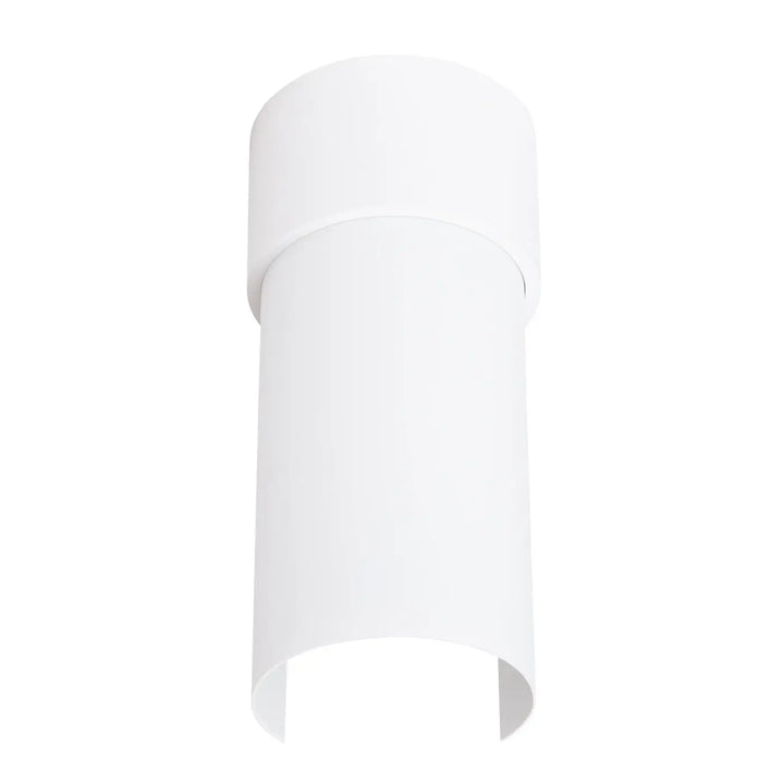 Luminaire plafonnier flash blanc en forme de raccord cylindrique en pvc mat avec design moderne pour lampe flash