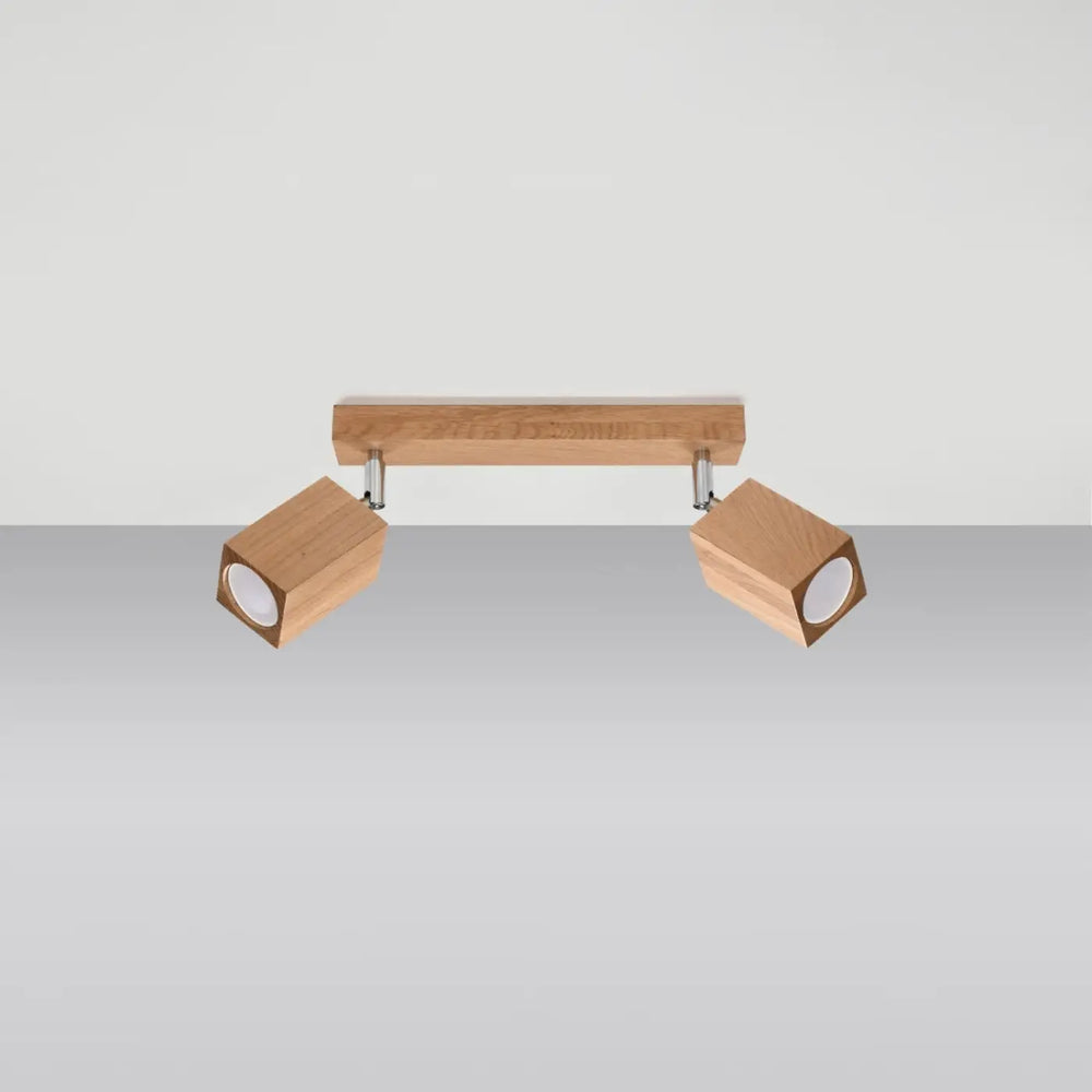 Plafonnier Keke en bois de chêne à spots carrés, éteint