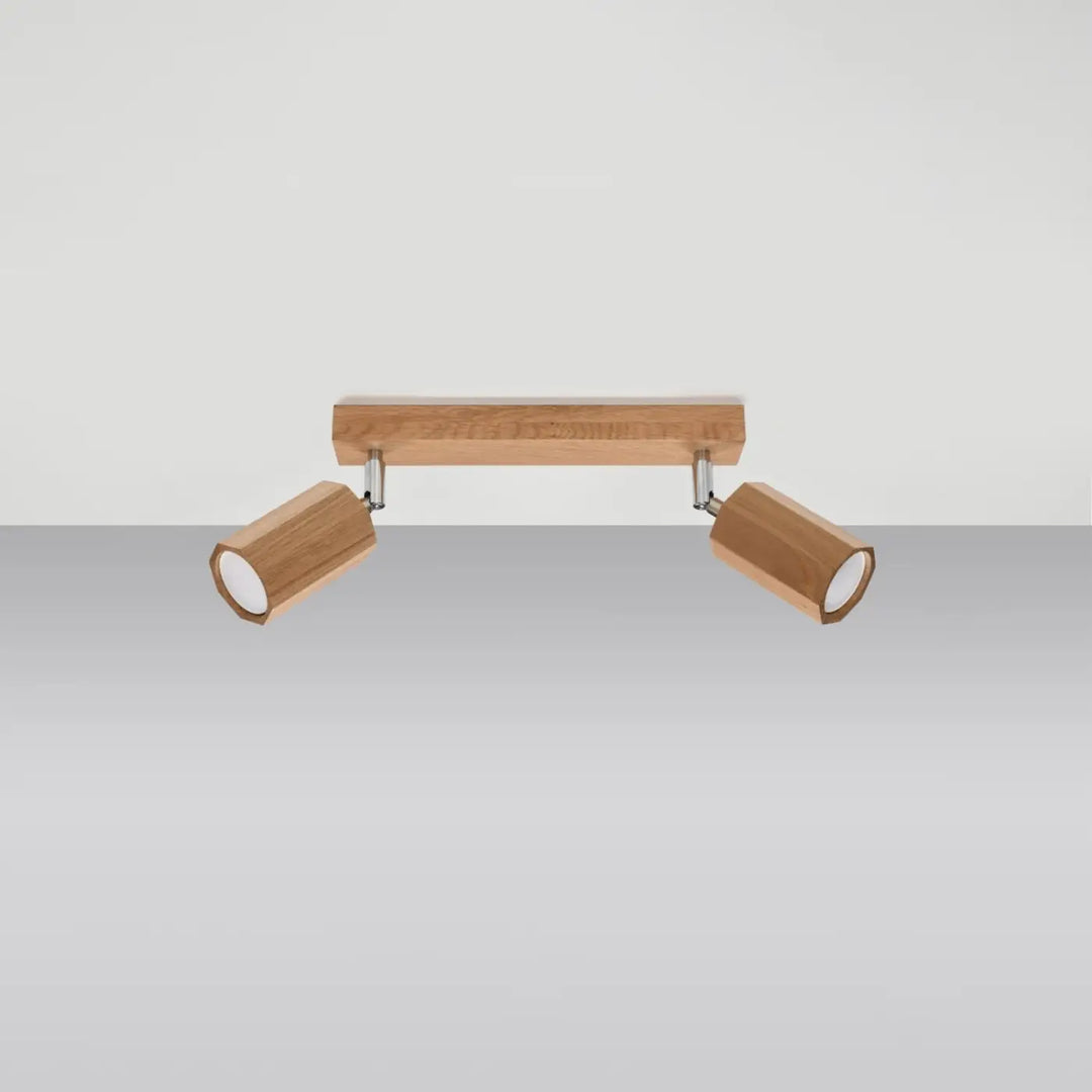 Plafonnier en bois de chêne à spots cylindriques éteint
