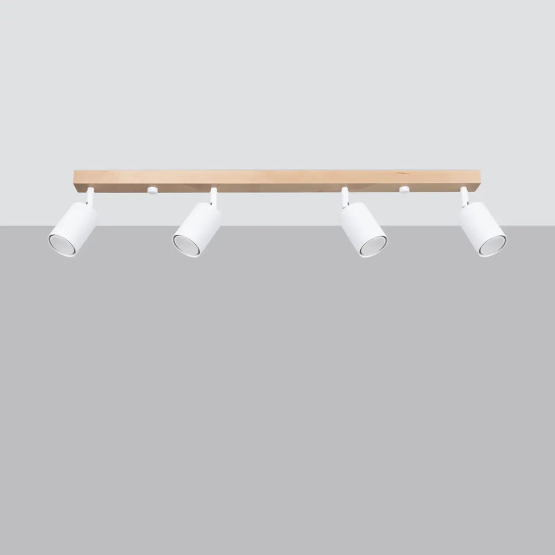 Plafonnier blanc/bois naturel éteint