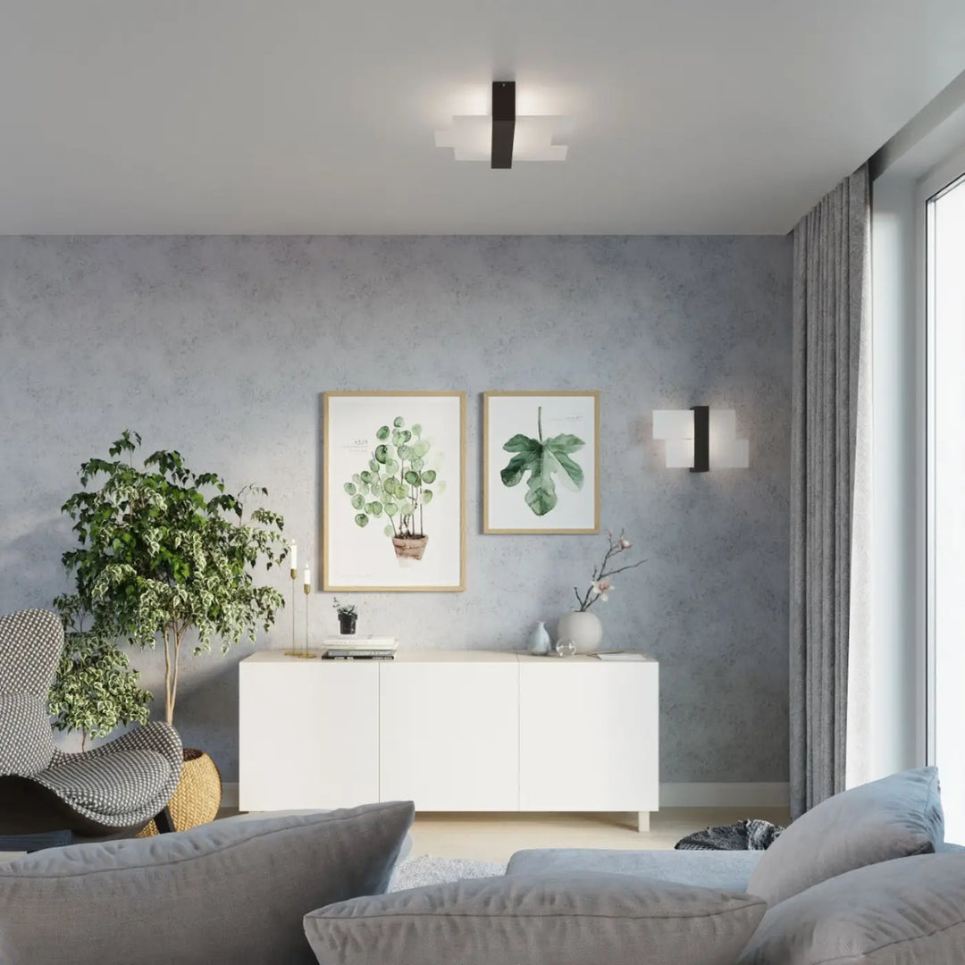 Luminaire plafonnier wengé dans un salon