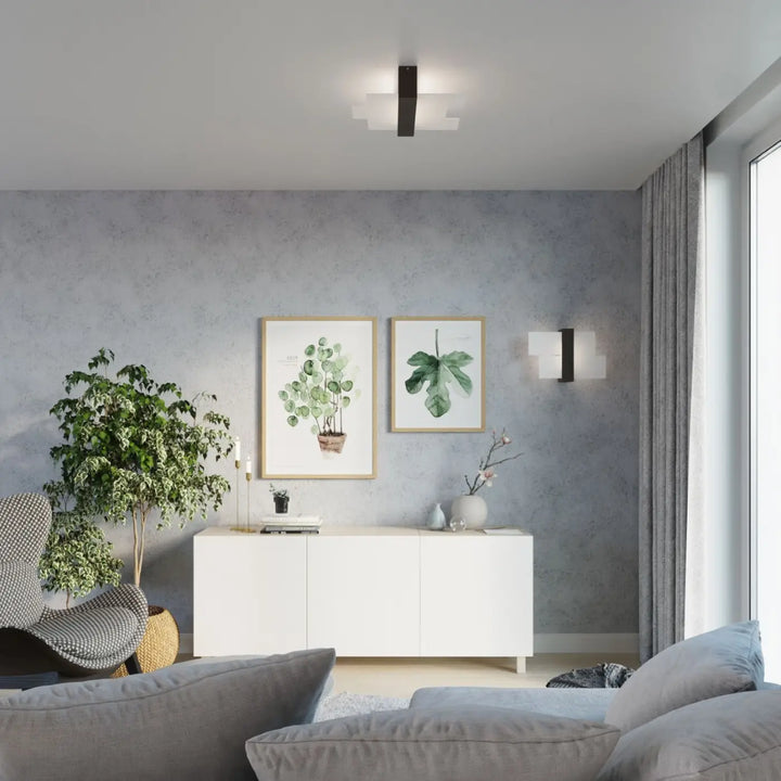 Luminaire plafonnier wengé dans un salon