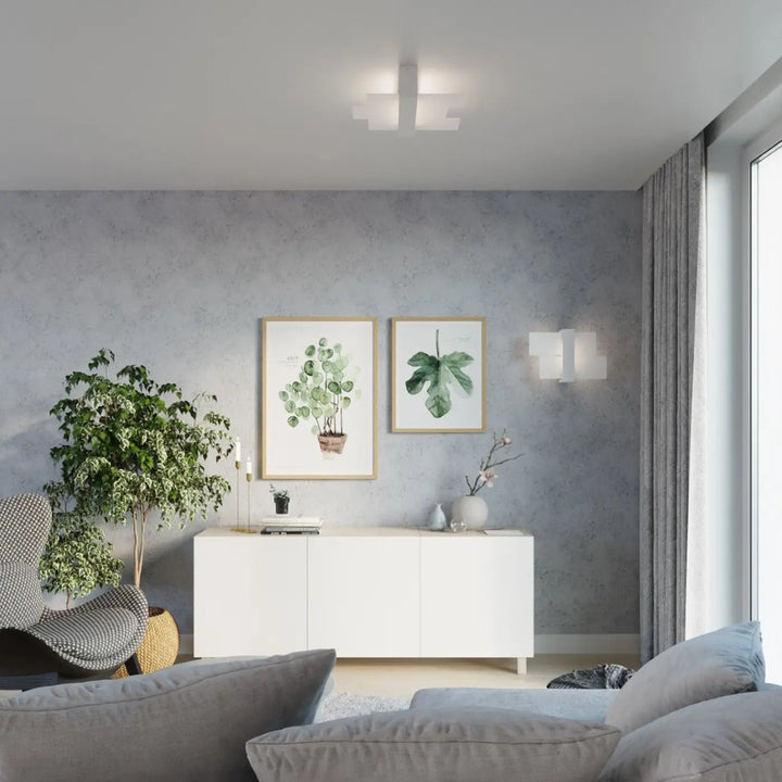 Luminaire plafonnier blanc dans un salon