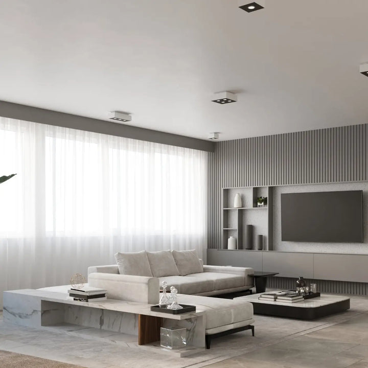 Luminaire Plafonnier blanc/noir dans un intérieur contemporain