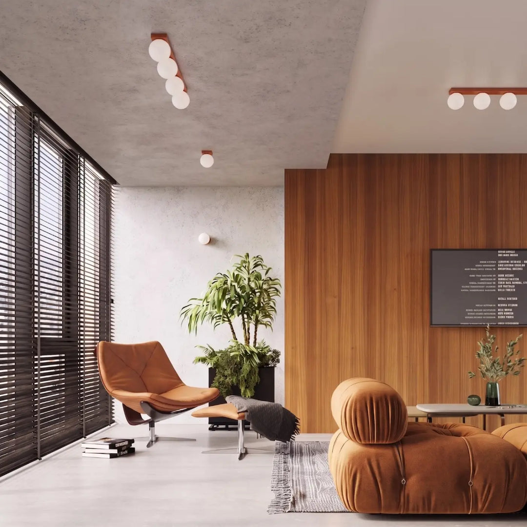 Luminaire Plafonnier ocre rouge dans un intérieur contemporain