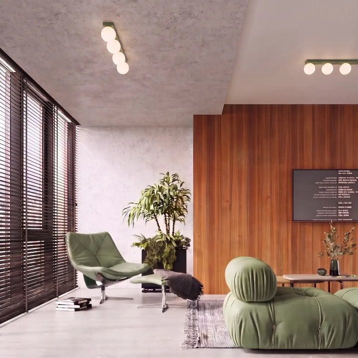 Luminaire Plafonnier vert olive dans un intérieur contemporain