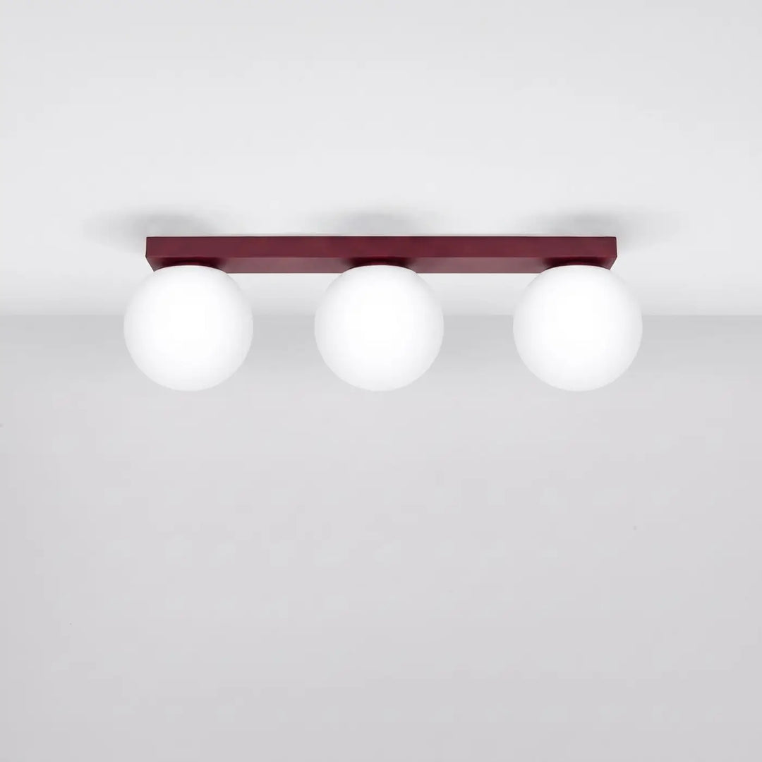 Luminaire Plafonnier bordeaux éteinte, vue rapprochée