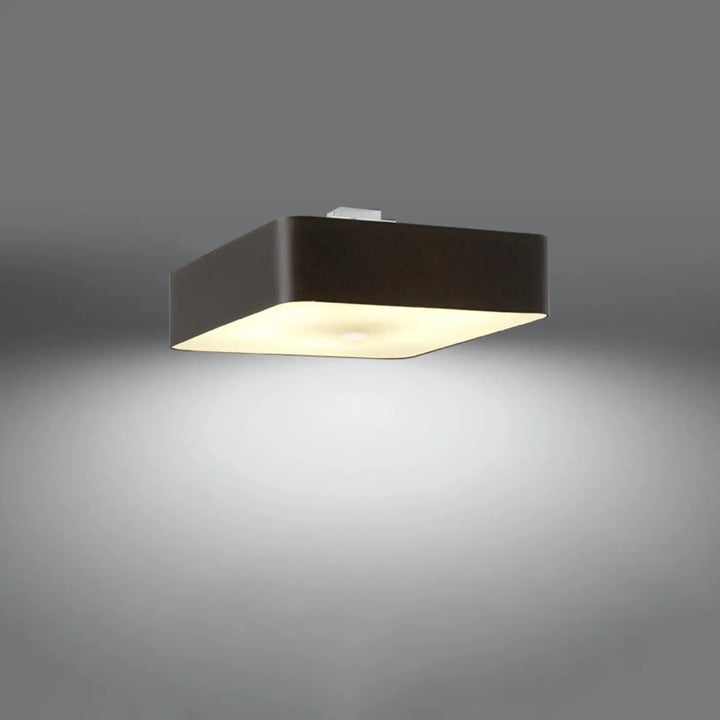Luminaire Plafonnier noir allumée, vue rapprochée