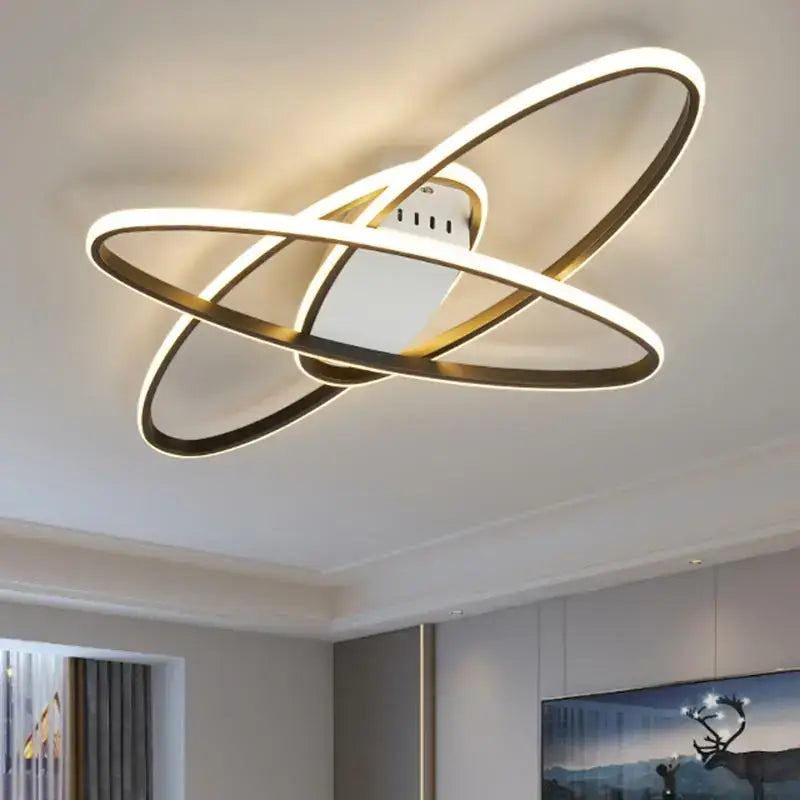 Plafonnier contemporain led forme anneaux design luxe