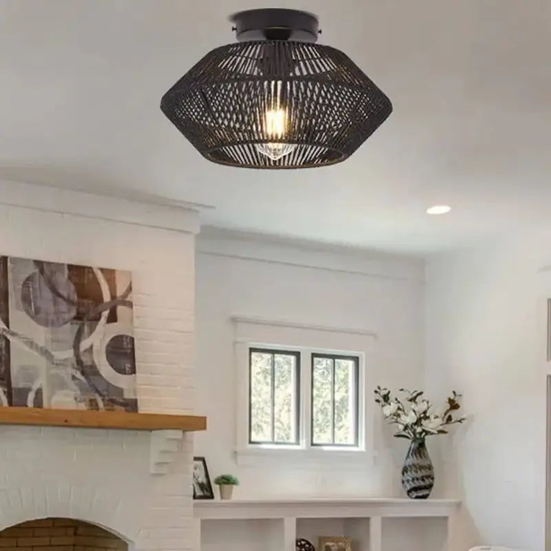 Plafonnier en corde tressée style naturel et élégant