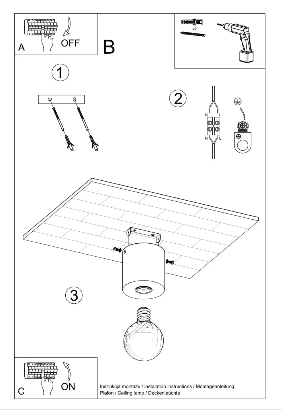 Schéma d'installation du luminaire