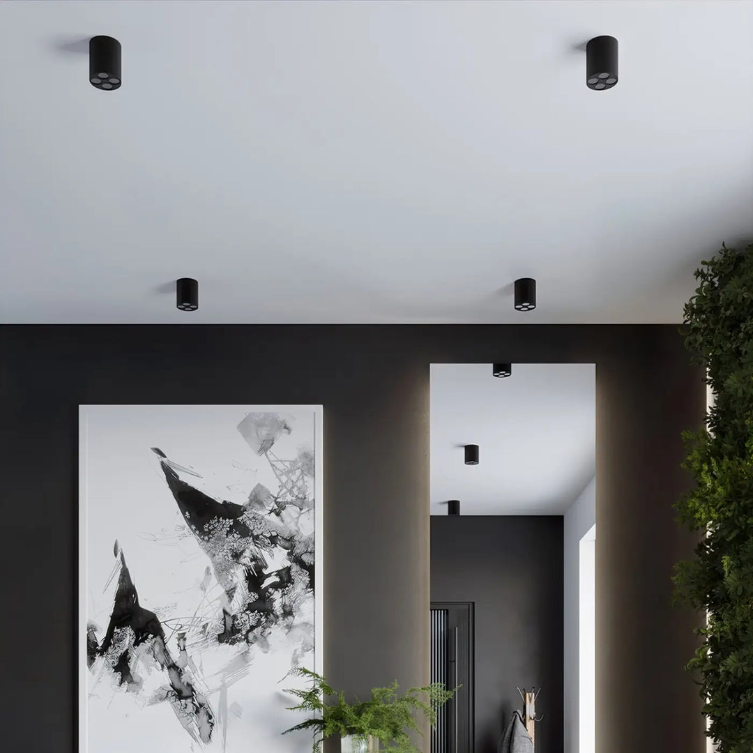 Plafonnier noir vue rapprochée dans son décor