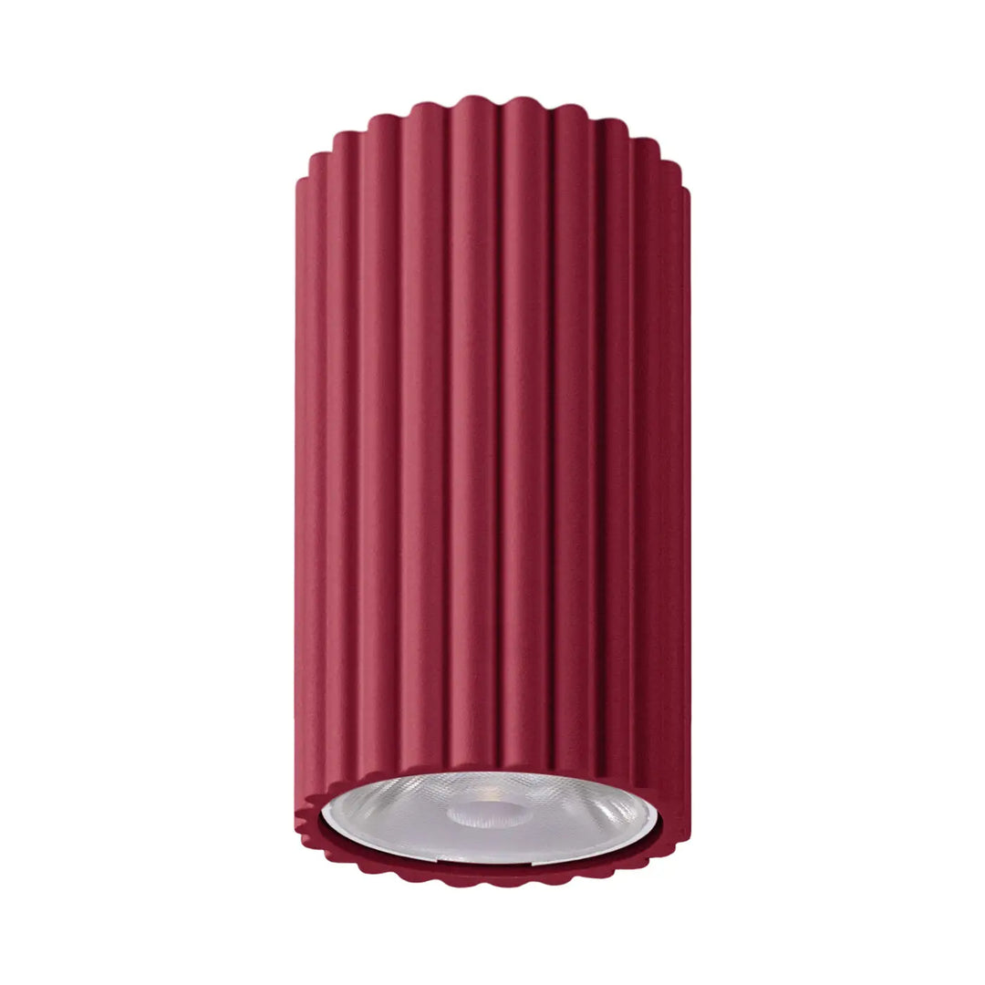 Plafonnier ivar bordeaux led 3000k cylindre rainuré design expressif confort d’utilisation abat-jour modernes rainurés