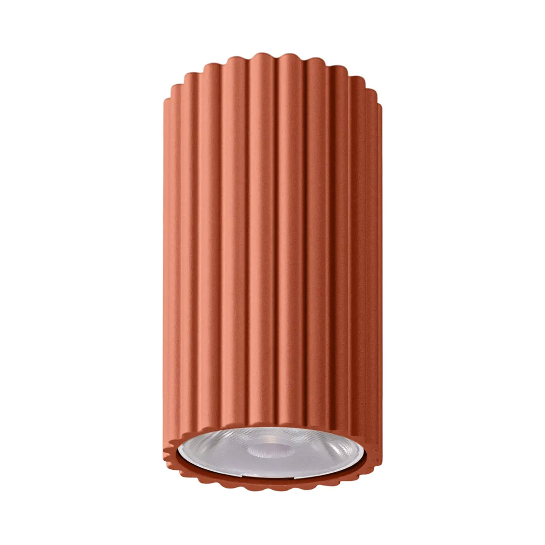 Luminaire plafonnier ivar rouge ochra led 4000k avec abat-jour modernes rainurés pour un design expressif et confort d’utilisation
