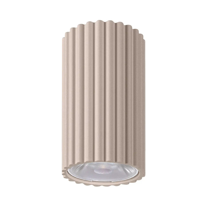 Luminaire plafonnier ivar taupe led 3000k beige fluted spotlight avec abat-jour modernes rainurés et design expressif