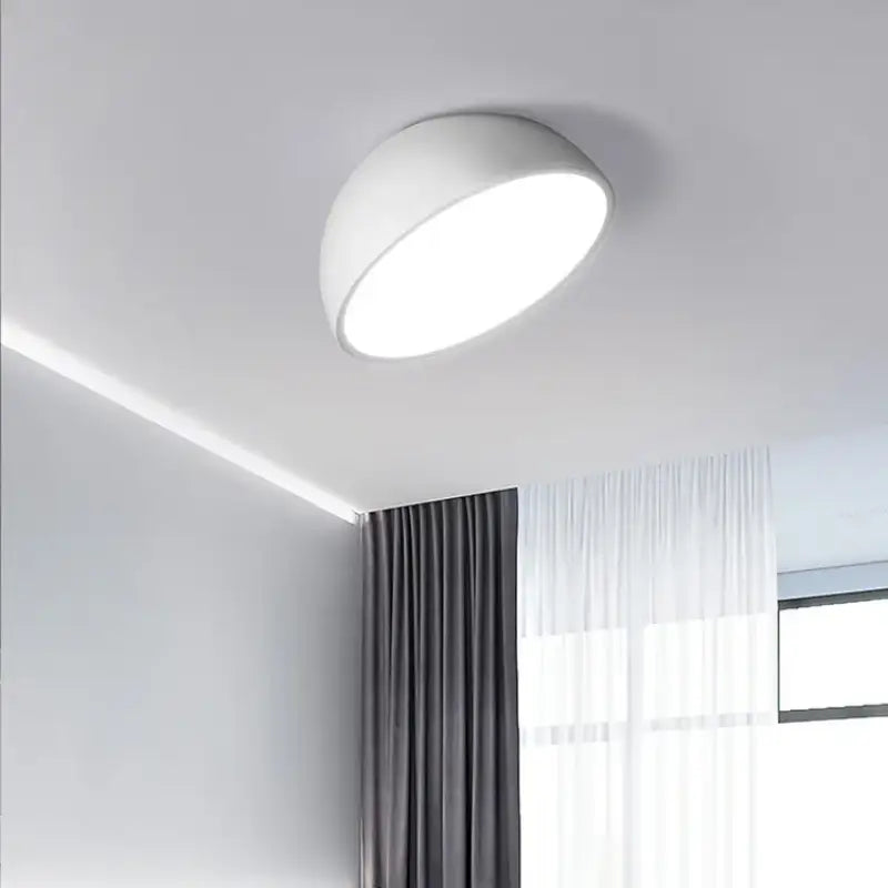 Plafonnier demi sphère blanc led design moderne blanc noir