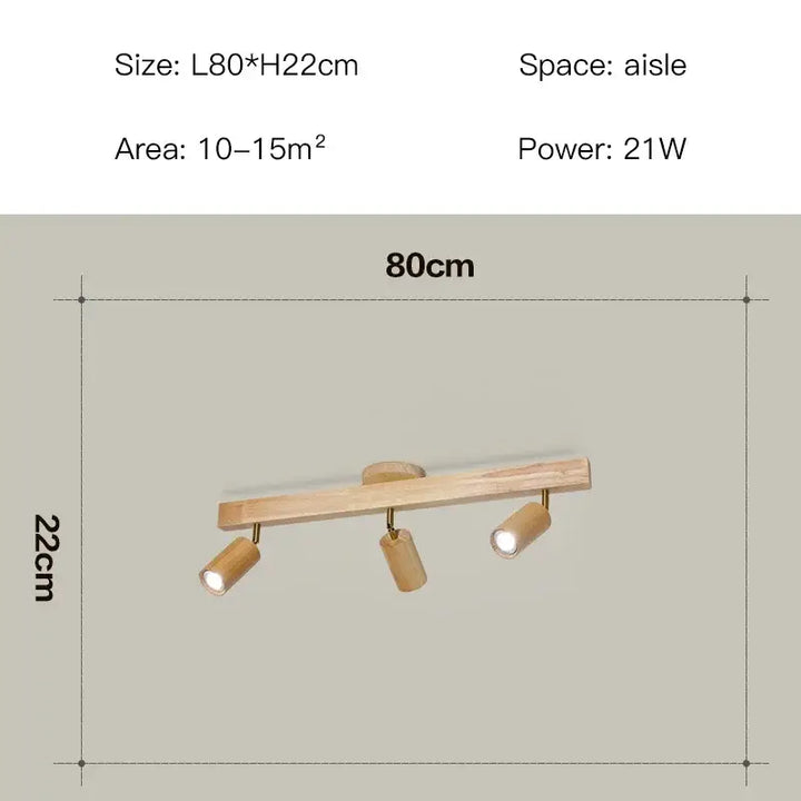 Plafonnier bois spots led orientables style moderne élégant