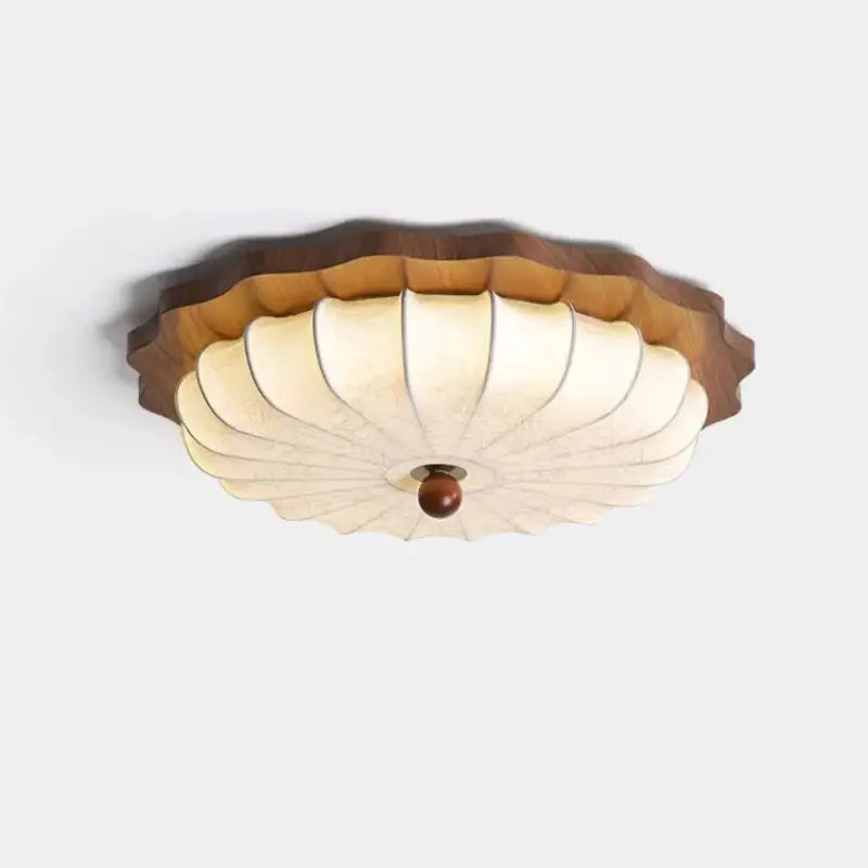 Plafonnier design en bois et tissu style lanterne vintage