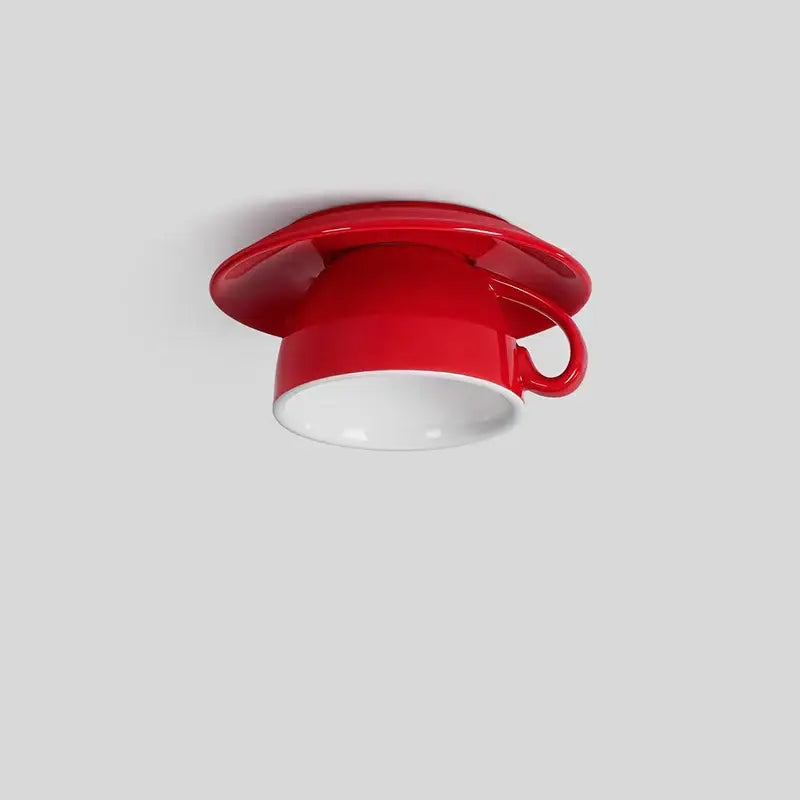 Plafonnier design moderne céramique rouge led ambiance chic