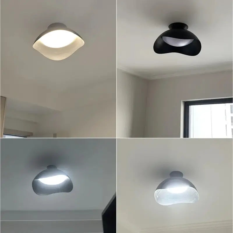 Plafonnier design blanc moderne forme sculptée lumineuse