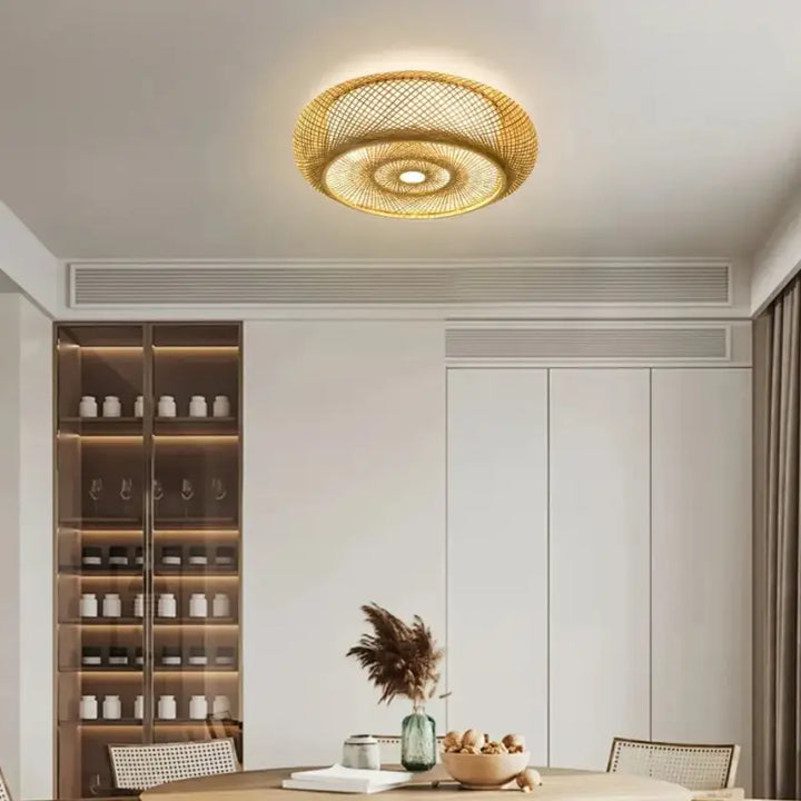 Plafonnier design moderne tissé led éclairage raffiné doré chic