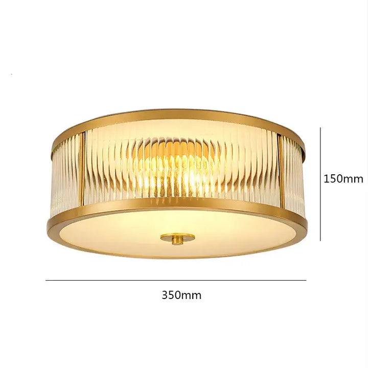 Plafonnier design moderne en verre strié doré