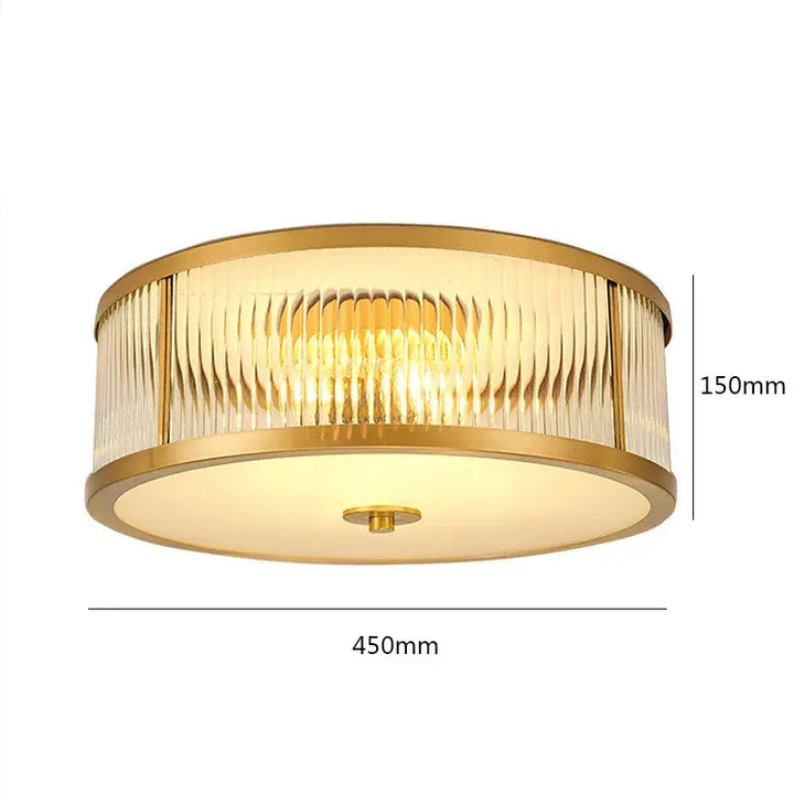 Plafonnier design moderne en verre strié doré
