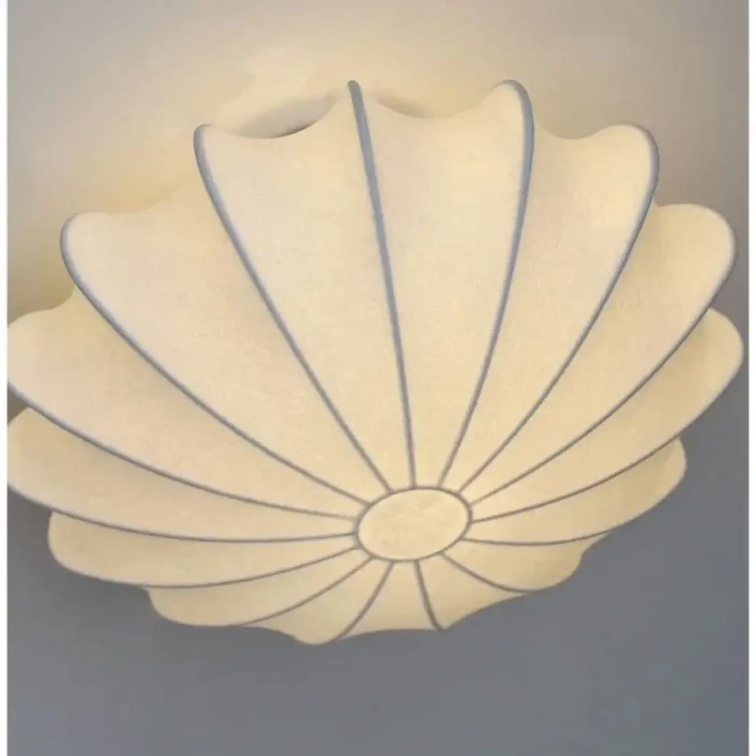 Plafonnier Design Original Forme Organique Blanc Tissu
