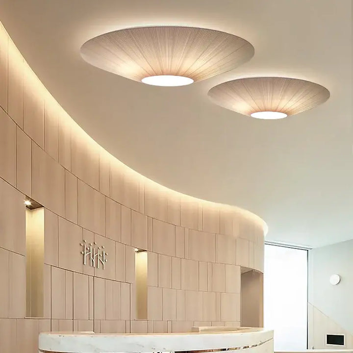 Plafonnier Design Rond Effet Tissu Lumineux Et Sculptural Élégant