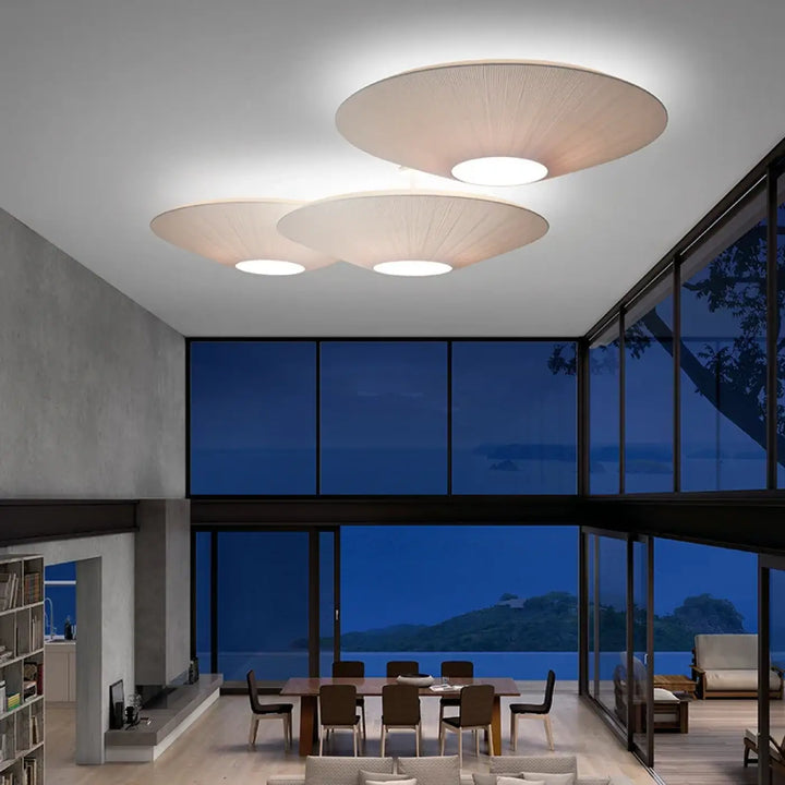 Plafonnier Design Rond Effet Tissu Lumineux Et Sculptural Élégant