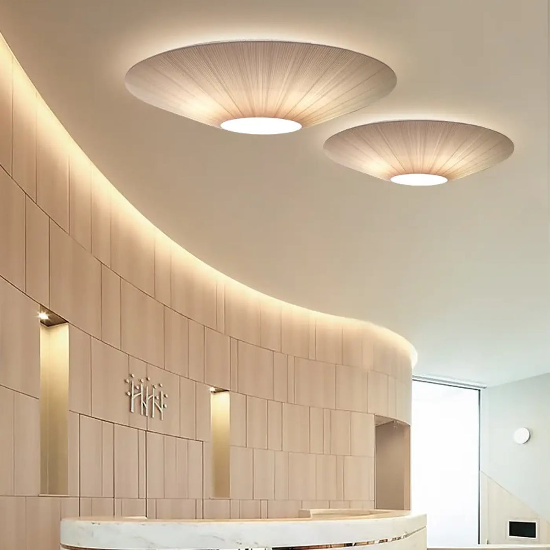 Plafonnier Design Rond Effet Tissu Lumineux Et Sculptural Élégant