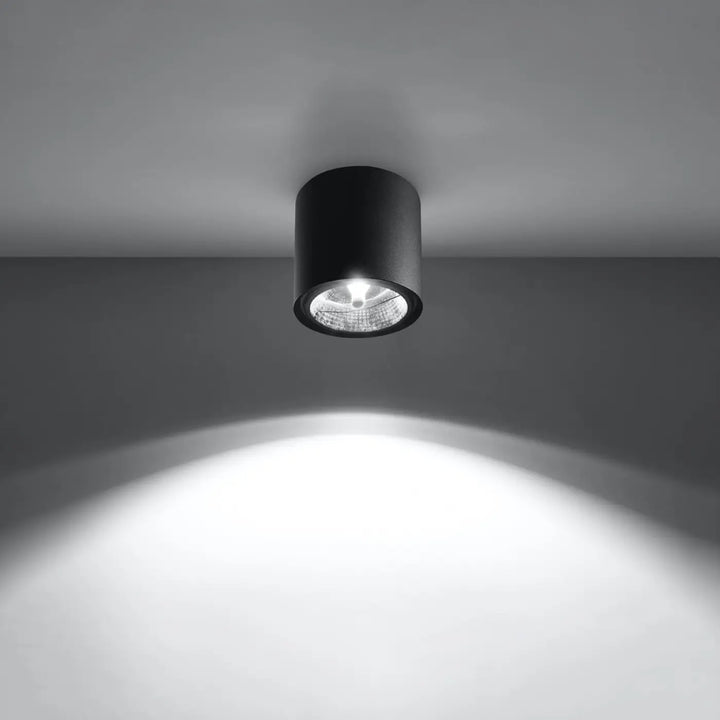 Luminaire plafonnier noir allumé