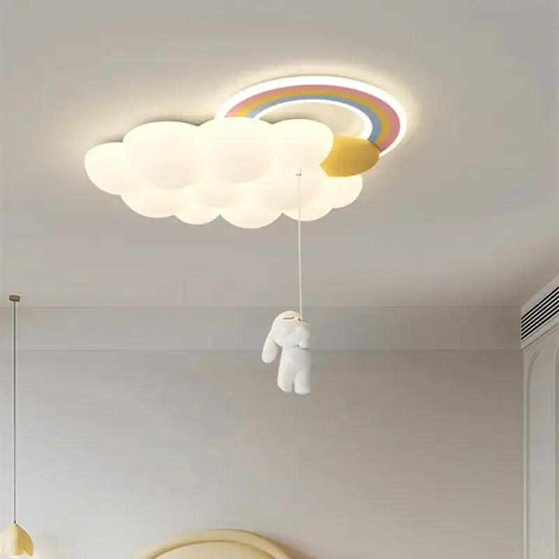 Plafonnier Enfant Nuage Et Peluche Avec Lumière Led Blanc