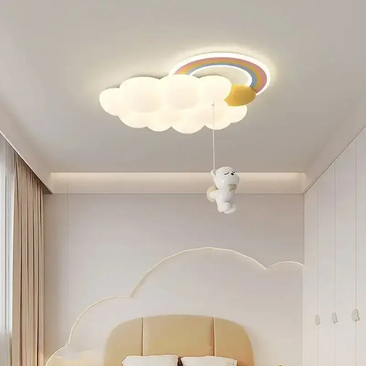 Plafonnier Enfant Nuage Et Peluche Avec Lumière Led Blanc