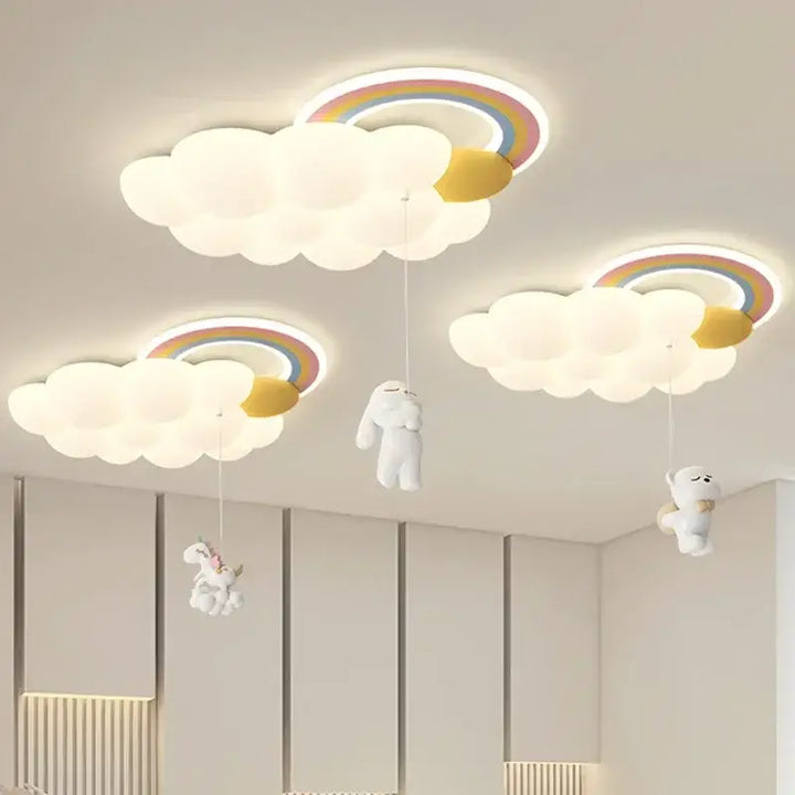 Plafonnier Enfant Nuage Et Peluche Avec Lumière Led Blanc