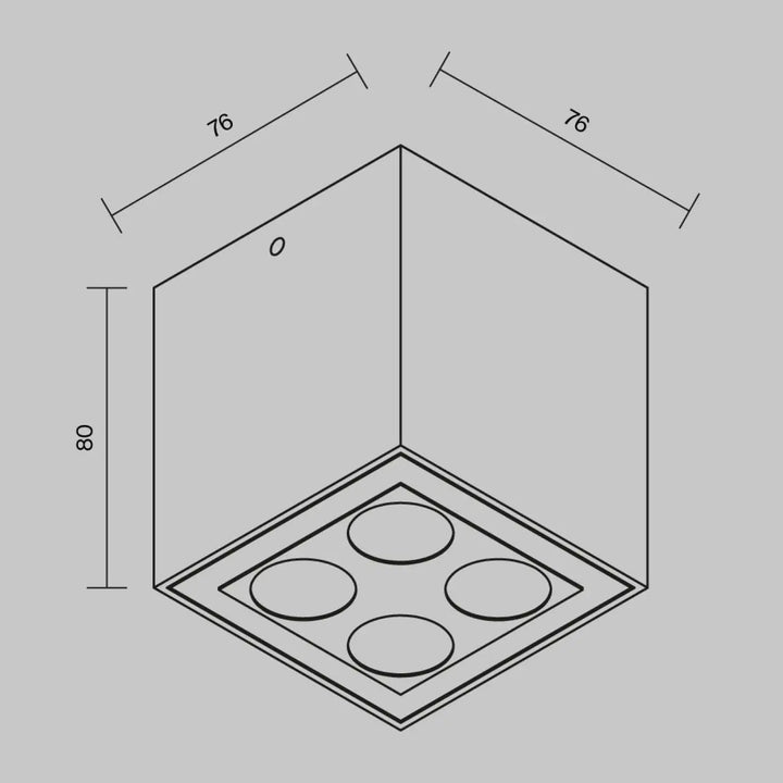Luminaire extérieur ares plafonnier extérieur métal graphite 76mm x 80mm à quatre leds en grille long d une galerie