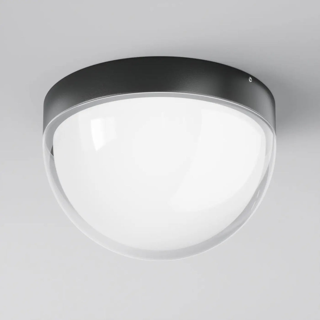 Plafonnier extérieur luminaire extérieur mon en acier noir avec indice ip65 et design moderne en forme de dôme noir et blanc