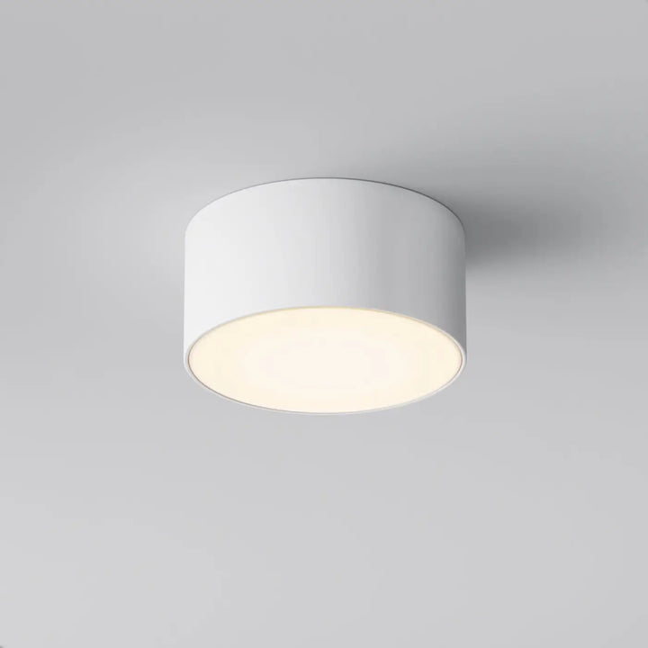 Plafonnier zon cylindre blanc avec lumière led douce et chaude pour usage extérieur lumineux et moderne