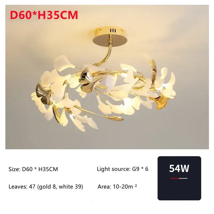 Plafonnier feuilles dorées style floral moderne et chic