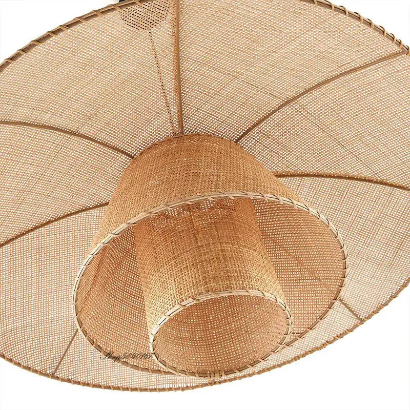 Plafonnier fleur en bois design naturel sculpté style beige
