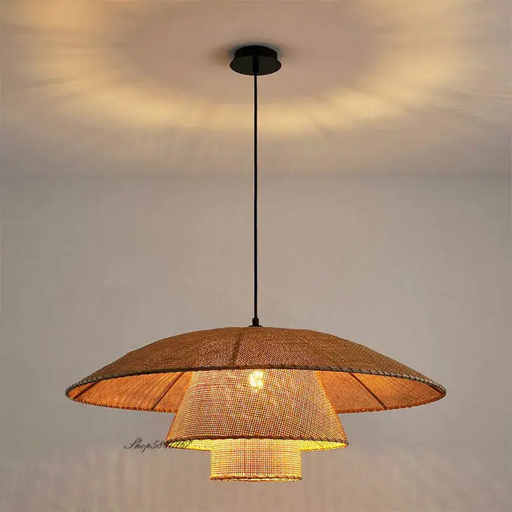 Plafonnier fleur en bois design naturel sculpté style beige